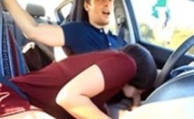 Naughty Girlfriend Sucks While Her Boyfriend Drive A Car