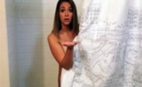 Girl Catches Roommate Spying On Her In The Shower Then Fucks Him